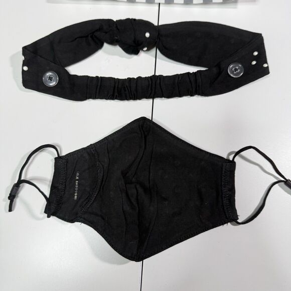 SOLD NWT Lele Sadoughi Black Pearl Dot Headband and Face Mask Set Gossip Girl OS - Picture 5 of 8